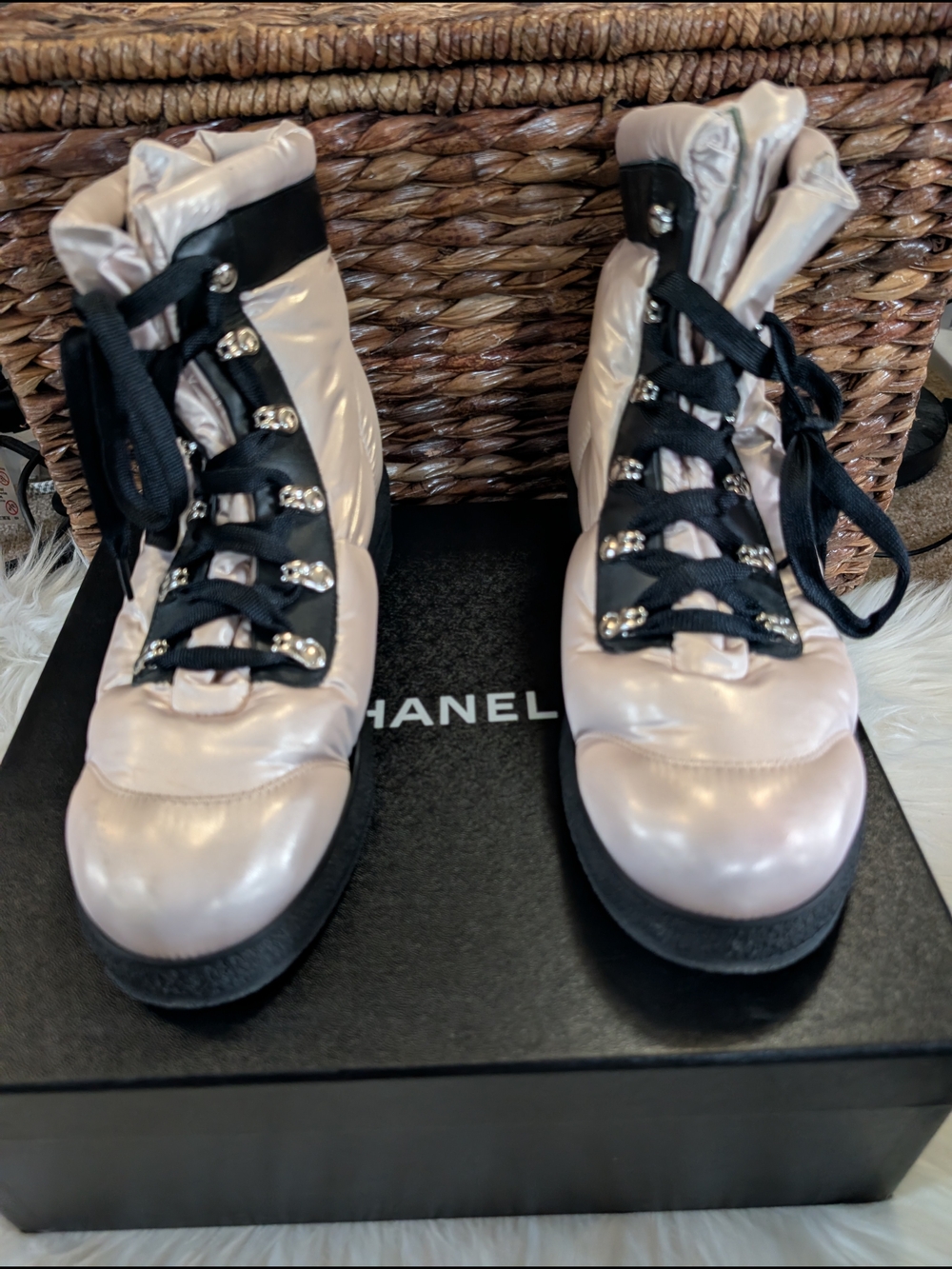 Cream Lace-Up Combat Boots for Women - Picture 11 of 11